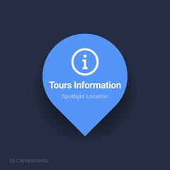 tours information map spotlight location vector Icon.