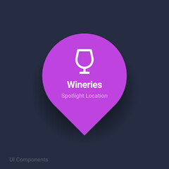 wine, wineries map spotlight location vector Icon.