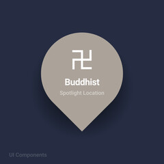 worship, buddhist, temples map spotlight location vector Icon.