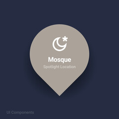 worship, mosque, temples map spotlight location vector Icon.