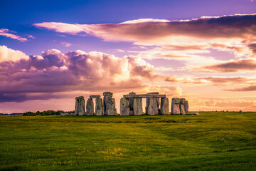 Stonehenge at sunset in United Kingdom 