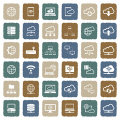 Network Cloud Icons. Grunge Color Flat Design. Vector Illustration.