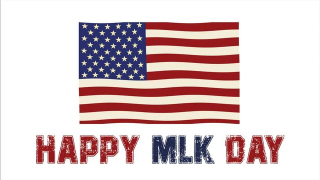 Martin Luther King Day animated footage with American flag. MLK