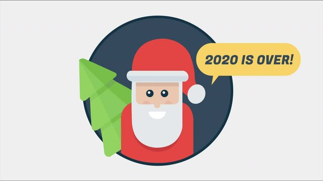 Festive Santa and lights with text 2020 is over