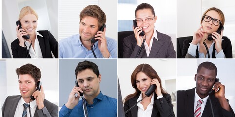 Diverse Business People Calling Phone Portrait