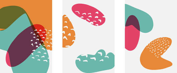 Hand drawn doodle shapes, wall art painting style, vector abstract background templates. A4 poster design or for covers, banners, flyers