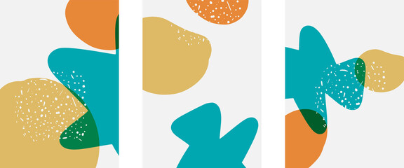Hand drawn doodle shapes, wall art painting style, vector abstract background templates. A4 poster design or for covers, banners, flyers