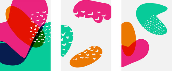 Hand drawn doodle shapes, wall art painting style, vector abstract background templates. A4 poster design or for covers, banners, flyers