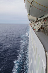 Dream vacation on modern Costa cruiseship or cruise ship liner during sunrise sunset twilight at...