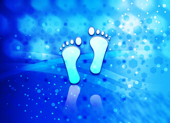 Human two footprints icon abstract light cyan blue hexagon pattern background