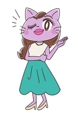 猫のきれいなOL女性のキャラクター