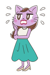 猫のきれいなOL女性のキャラクター