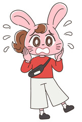 うさぎのカジュアルな女性のキャラクター