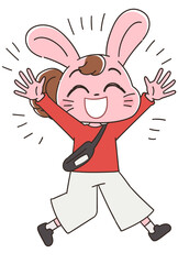 うさぎのカジュアルな女性のキャラクター