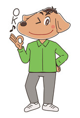 犬のカジュアルな男性のキャラクター