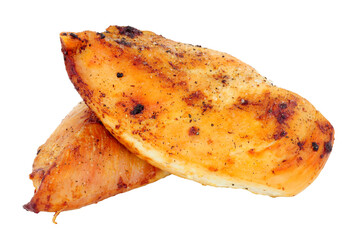 Fried chicken breast fillets isolated on a white background