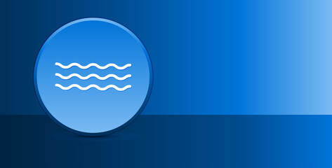 Sea waves icon glassy modern blue button abstract background