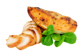 Fried chicken breast fillets isolated on a white background