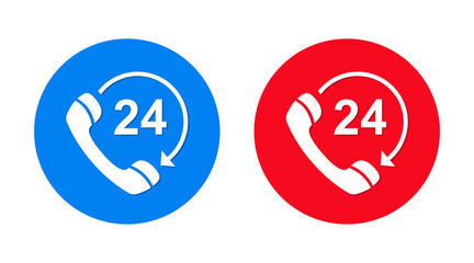 24 hours open phone rotate arrow icon flat trendy round button set
