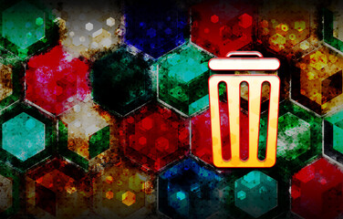 Bin icon abstract 3d colorful hexagon isometric design illustration background