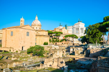 Fototapeta na wymiar Roman ruins in Rome, Italy