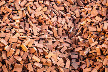 Piles of bricks at the construction site