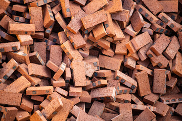 Piles of bricks at the construction site
