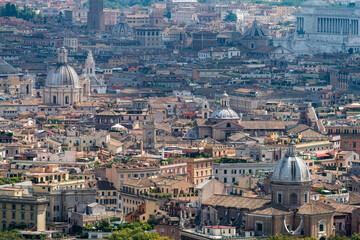 Rome rooftop view with church towers. Italy