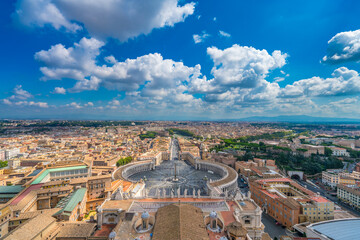 St. Peter's Square, Piazza San Pietro in Vatican City. Italy. View from St. Peter's Basilica dome