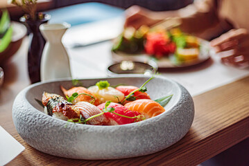 sushi set in the restaurant