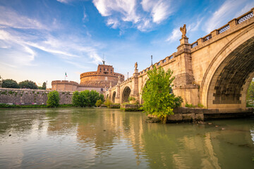 Obraz premium Saint Angelo castle an Tiber River in Rome, Italy