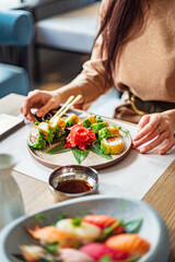 Obraz na płótnie Canvas sushi set in the restaurant
