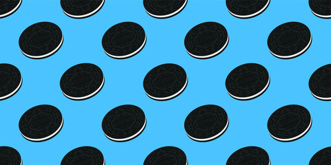 flat vector illustration design of biscuit seamless pattern for print media. Can be used for background or wallpaper content