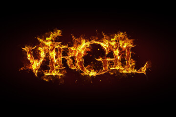 Virgil name made of fire and flames