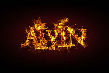 Fototapeta na wymiar Alvin name made of fire and flames