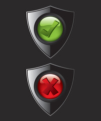 Black shield check mark icons