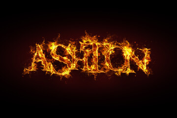 Ashton name made of fire and flames