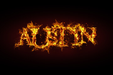 Austin name made of fire and flames