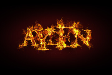 Ayden name made of fire and flames