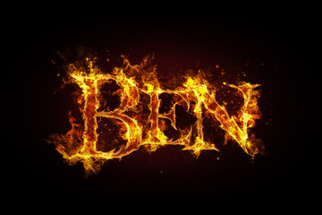 Ben name made of fire and flames