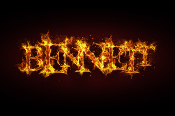 Bennett name made of fire and flames