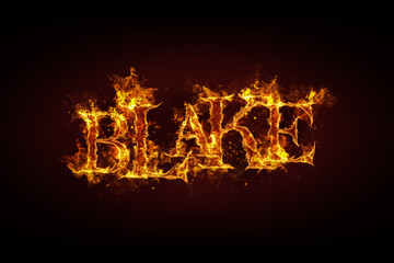 Blake name made of fire and flames