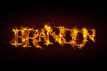 Brandon name made of fire and flames
