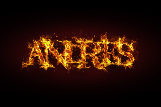 Andres name made of fire and flames