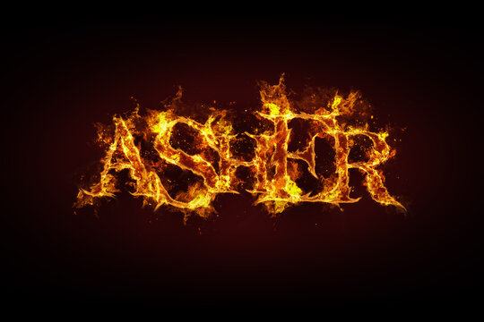 Asher name made of fire and flames