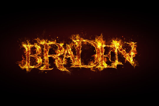 Braden name made of fire and flames