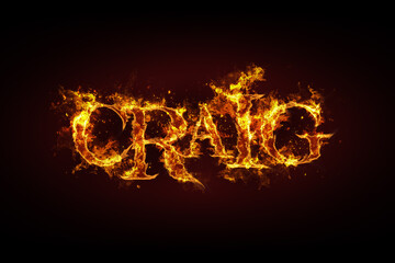 Craig name made of fire and flames