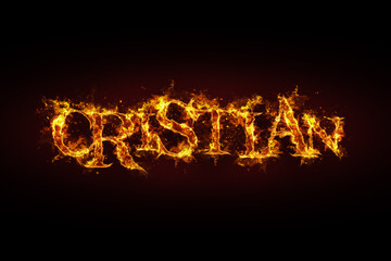 Cristian name made of fire and flames