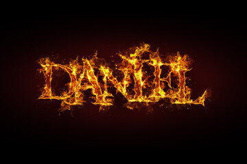 Daniel name made of fire and flames