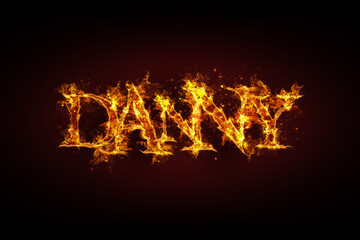 Danny name made of fire and flames